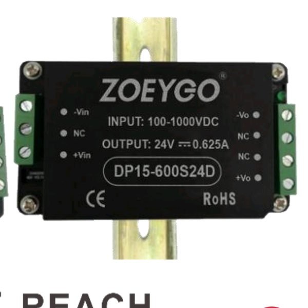 Convertisseur DC-DC Isolé — 24 V / 15 W sur Rail DIN (Entrée 100-1000 VDC) pour alimenter vos extracteurs d'air sur Coffret Solaire