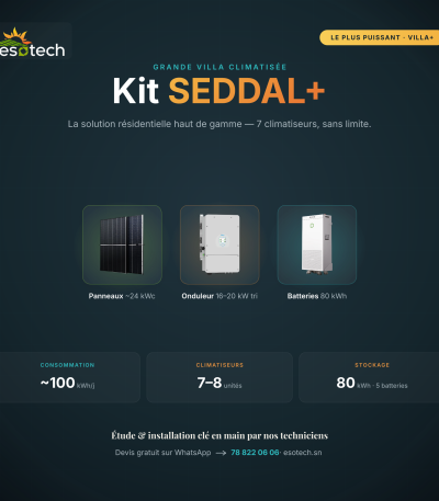 KIT Solaire SEDDAL MAX — Villa 8 Climatiseurs (80 à 105 kWh/jour)