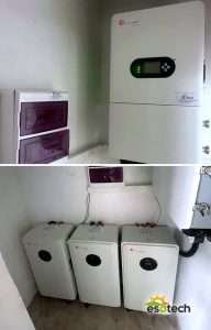 Local technique — onduleur et batteries — installation ESOTECH de 14.4 kWc à Ngaparou